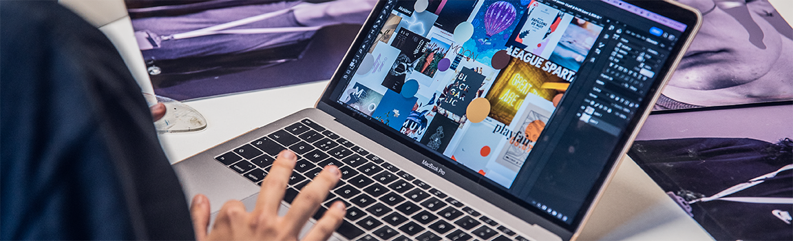 A person working at a laptop