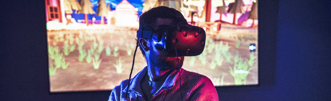 Male wearing VR headset