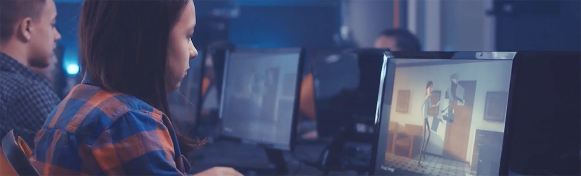 A group of people working at computers