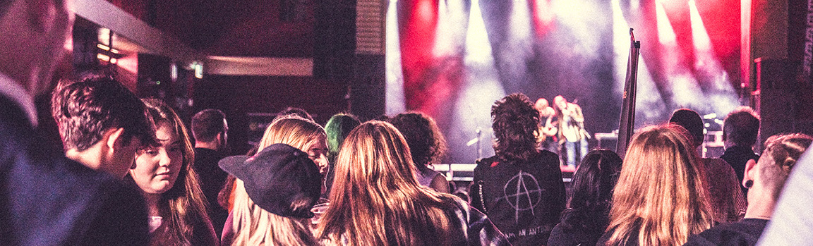 A crowd of people at a music performance