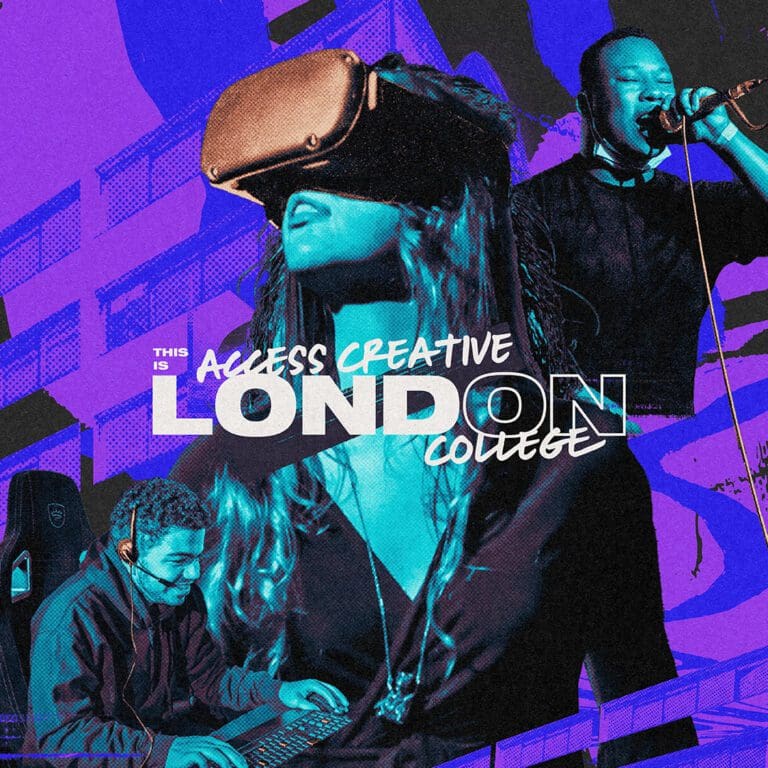 A graphic of three people. One singing, one with a VR headset and one at a computer