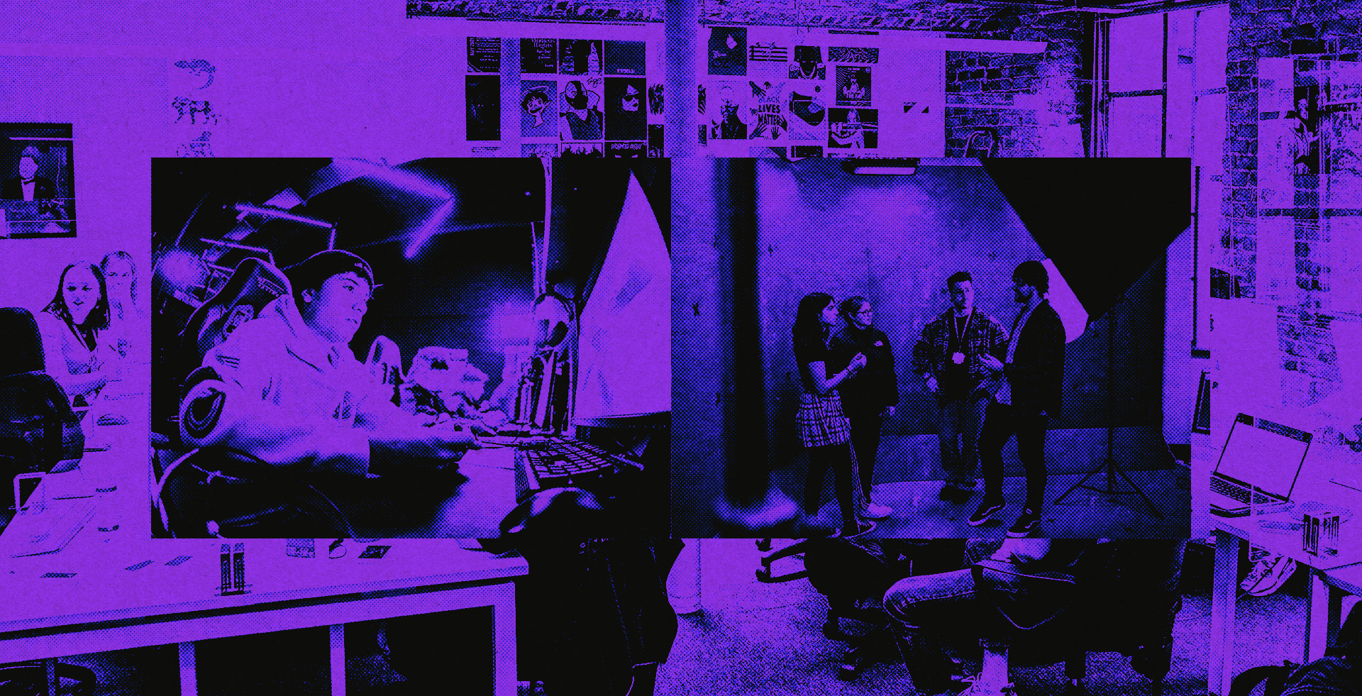 Home: collage of students studying in college