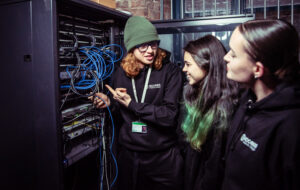 T Levels: Three students working on computing equipment