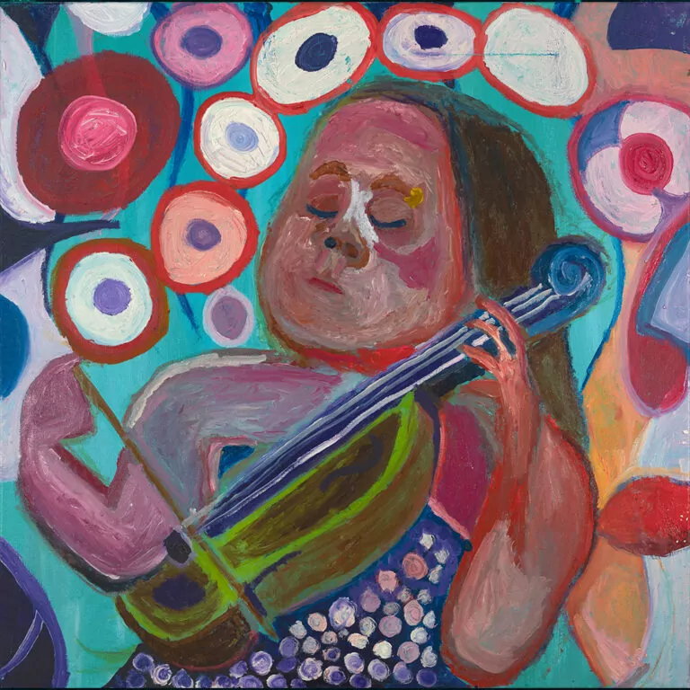 A Big Jeff artwork of a woman playing violin