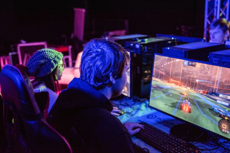 BTEC esports college student playing video game