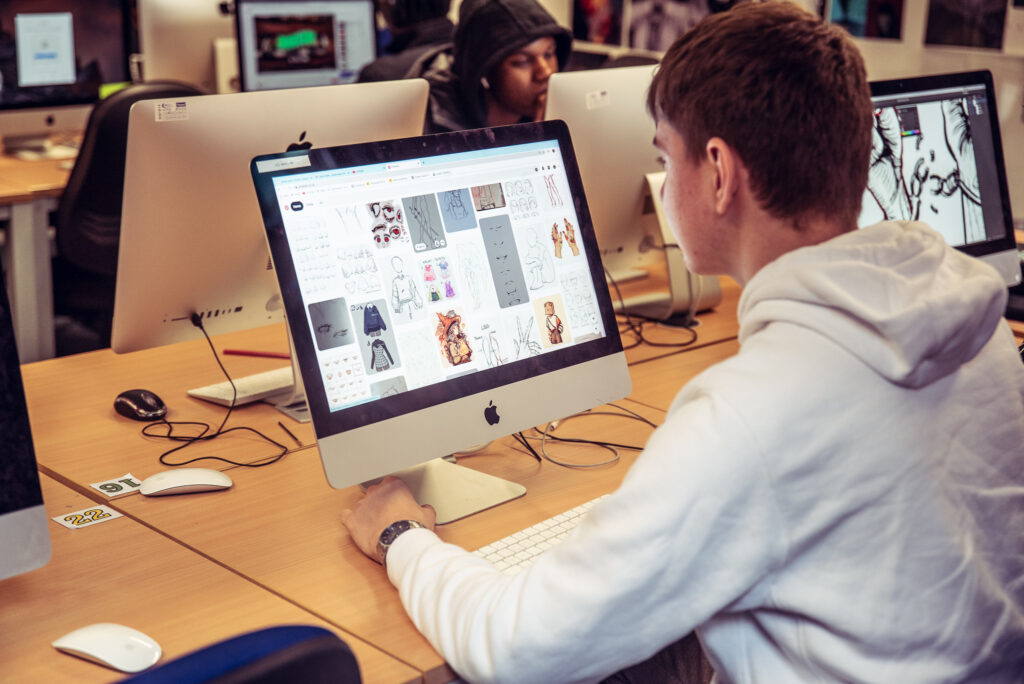 Graphic design student on work experience