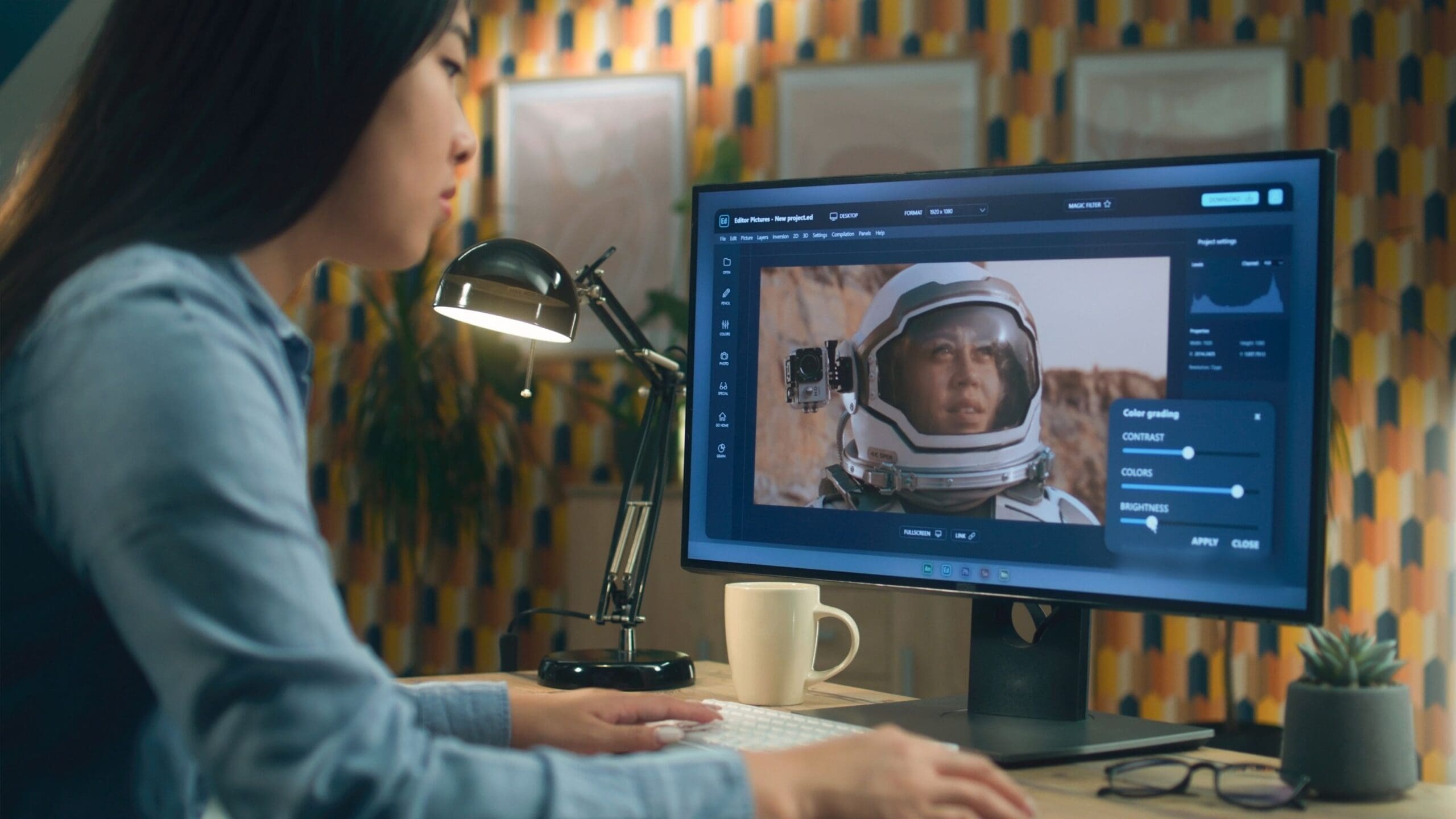 Woman editing on photoshop