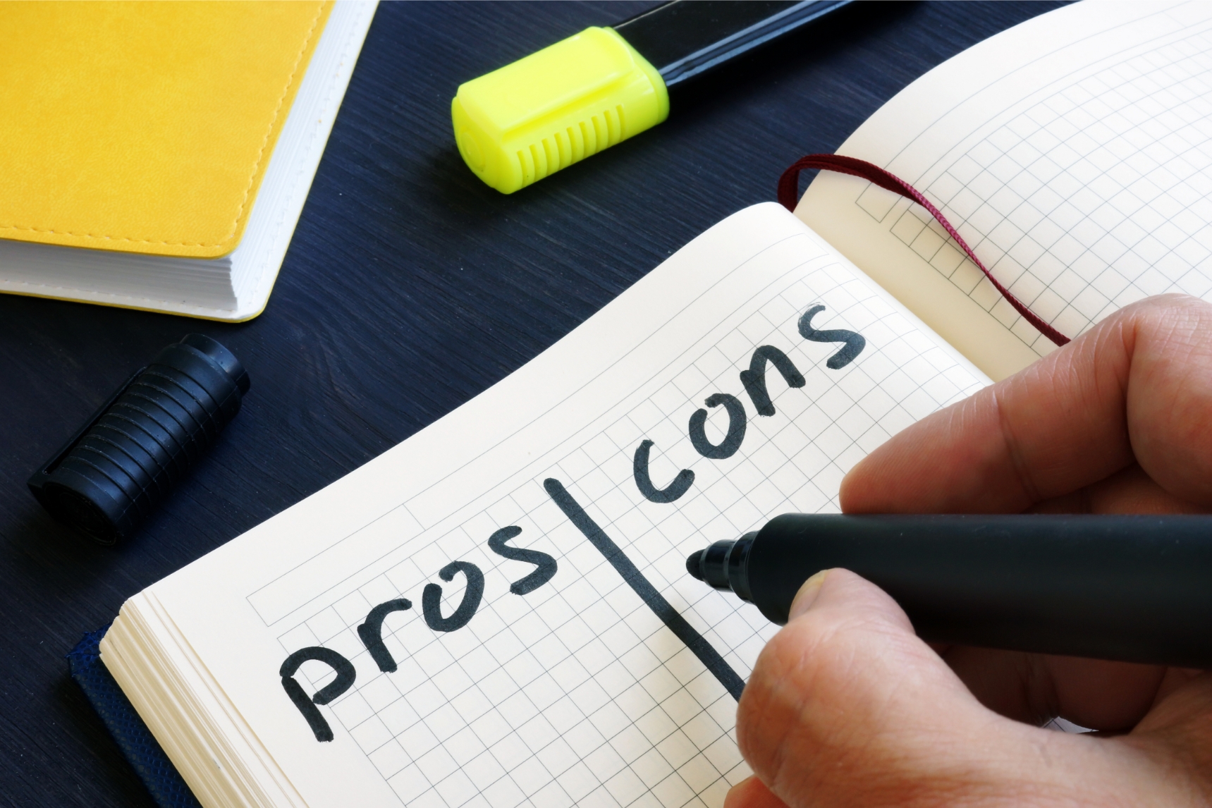 Writing list of pros and cons