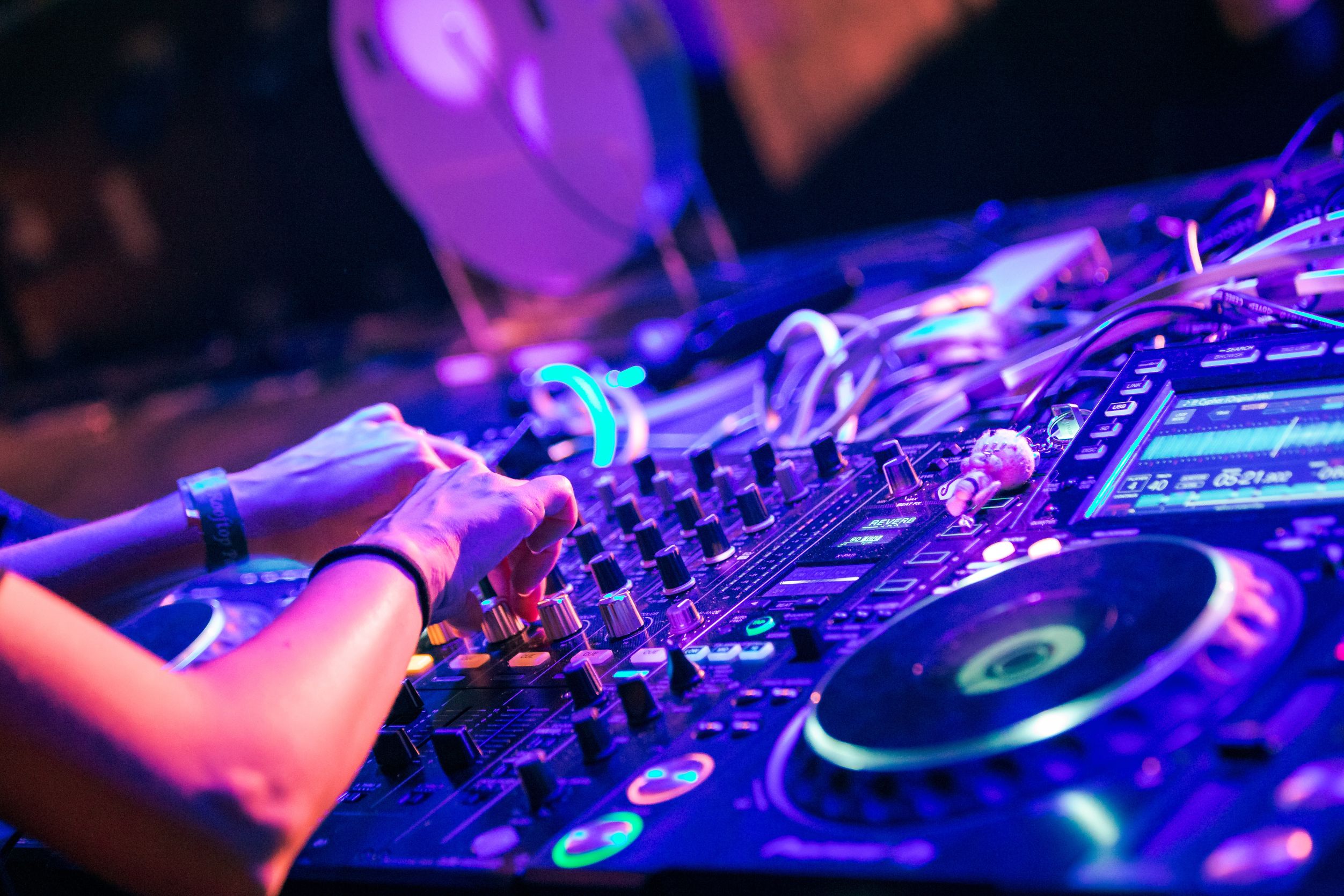 DJ mixing on the decks