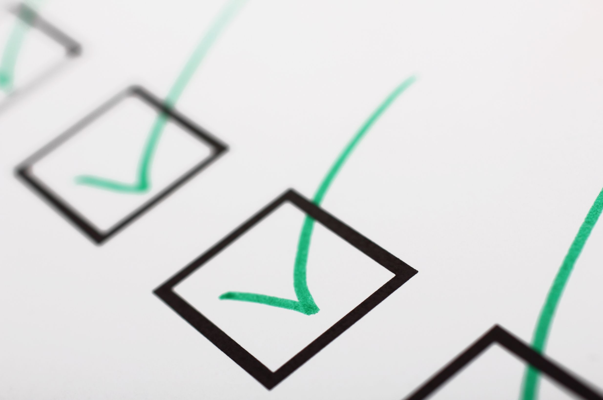 Checklist with ticked boxes