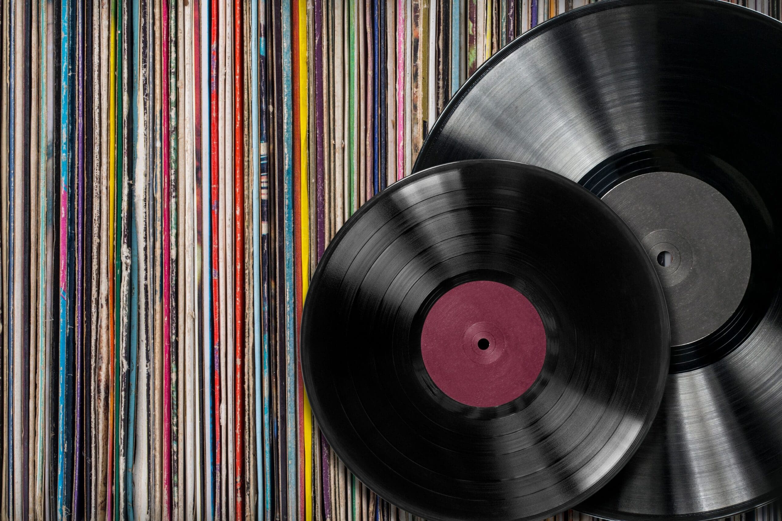 Vinyls on top of record collection
