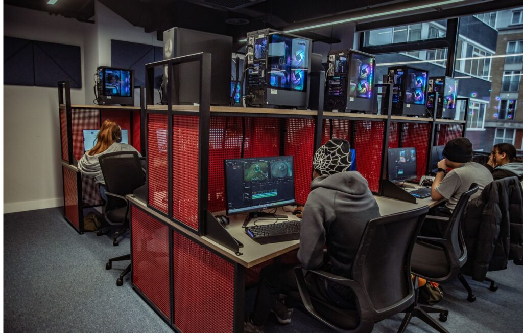 Level 3 Games Development students working on computers
