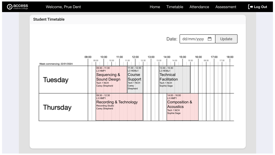 Parent portal student timetable