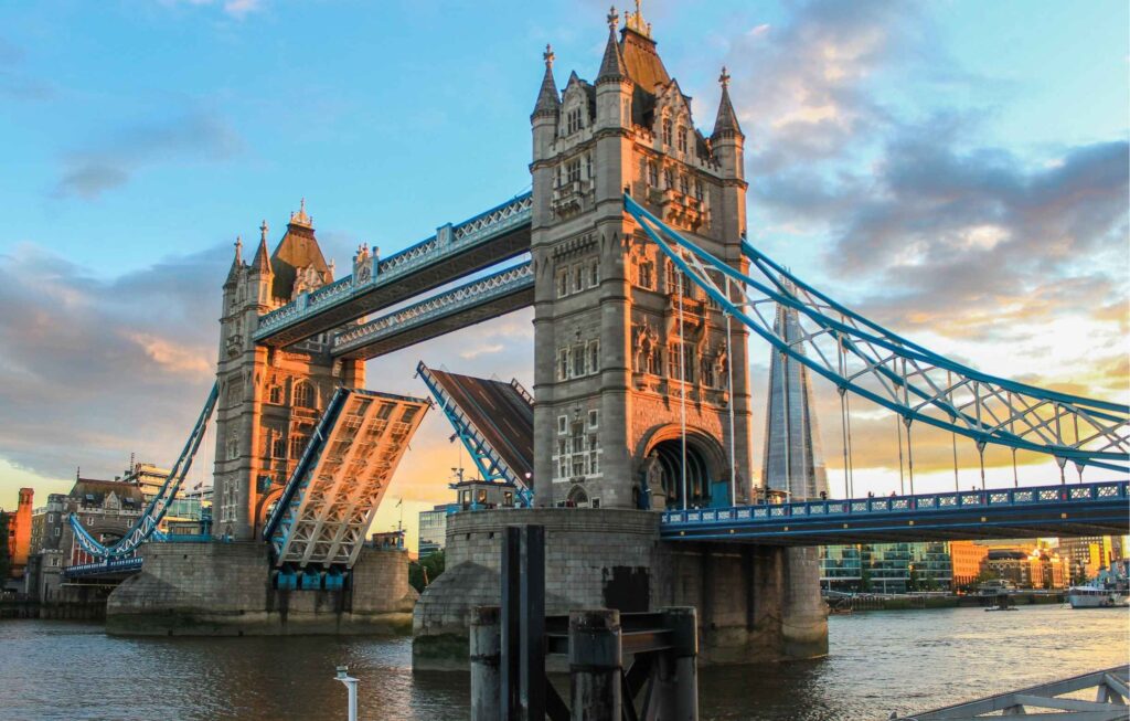 London Tower Bridge raised