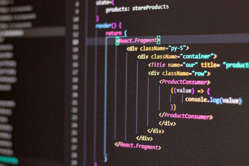 Code on screen