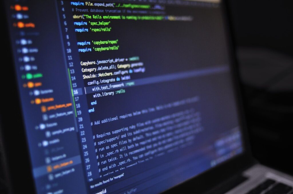 Coding on a laptop