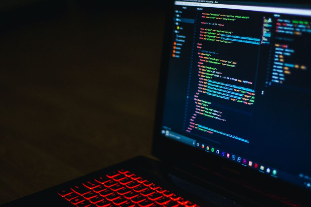 Web code on laptop screen
