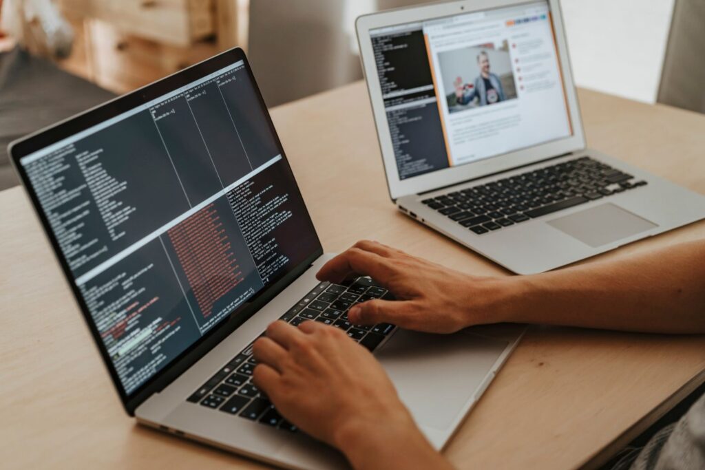 Web developer working on macbook