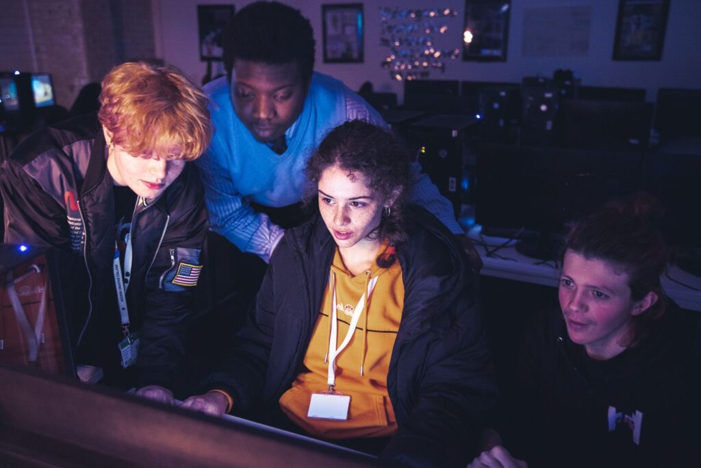 T Level Software Development students working together