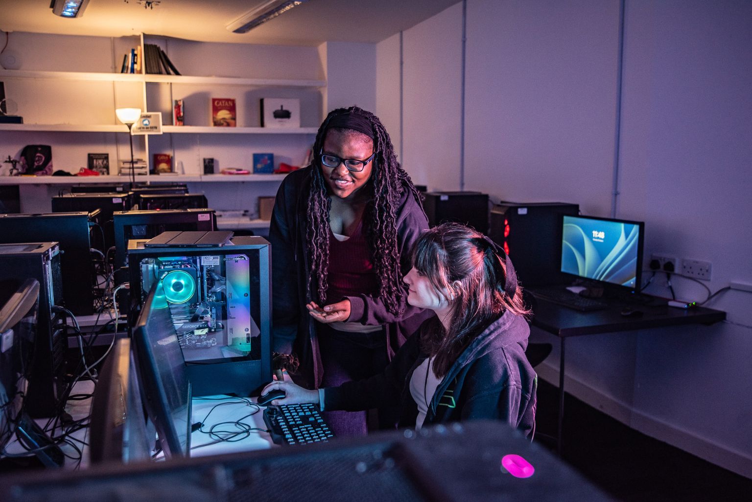 Level 3 Games Development teacher and student